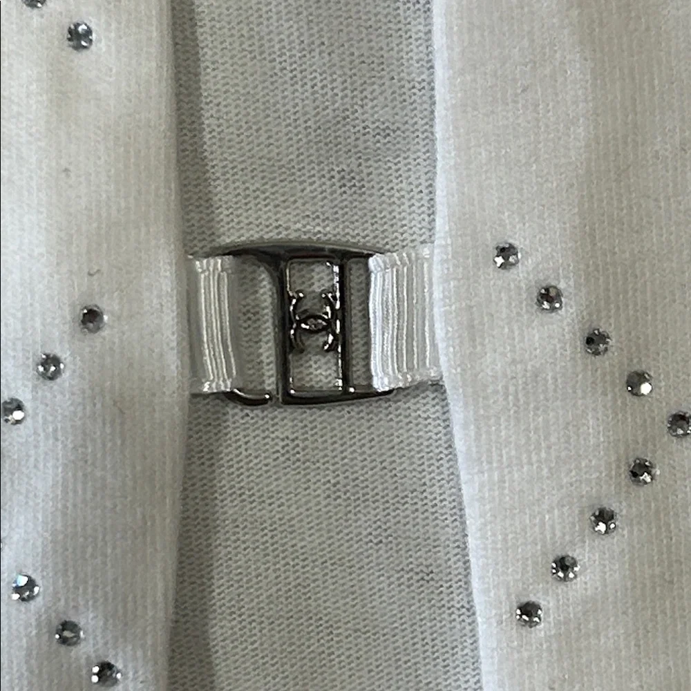 CHANEL White Rhinestone Diamond Pattern Top, size 38/8. NWT. LUXURY - Picture 7 of 10